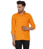 Orange plain cotton men-Shirt