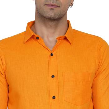 Orange plain cotton men-Shirt 2