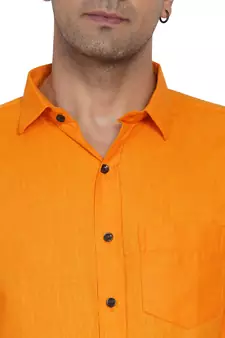 Orange plain cotton men-Shirt