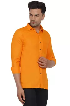 Orange plain cotton men-Shirt