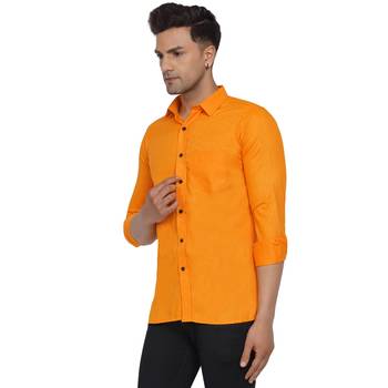 Orange plain cotton men-Shirt 4