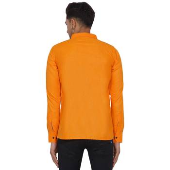 Orange plain cotton men-Shirt 5