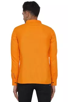Orange plain cotton men-Shirt