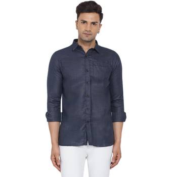 Blue plain cotton men-Shirt 1