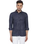 Blue plain cotton men-Shirt