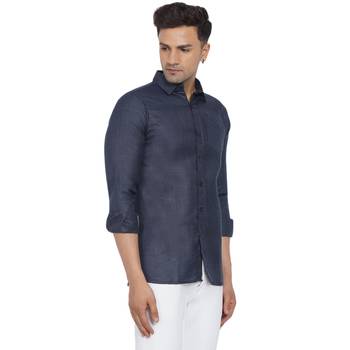 Blue plain cotton men-Shirt 2