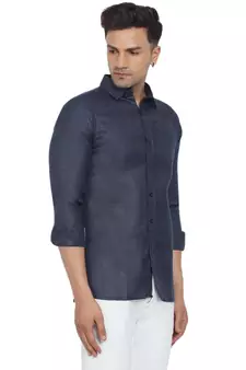 Blue plain cotton men-Shirt