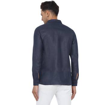 Blue plain cotton men-Shirt 4
