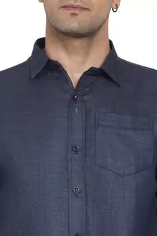 Blue plain cotton men-Shirt