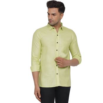 Green plain cotton men-Shirt 1