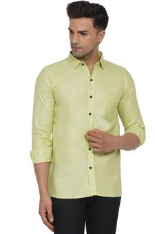 Green plain cotton men-Shirt