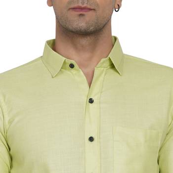 Green plain cotton men-Shirt 2