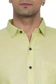 Green plain cotton men-Shirt