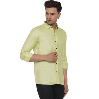 Green plain cotton men-Shirt 3