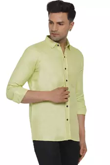 Green plain cotton men-Shirt