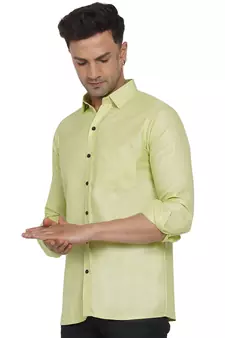Green plain cotton men-Shirt