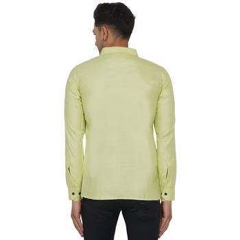 Green plain cotton men-Shirt 5