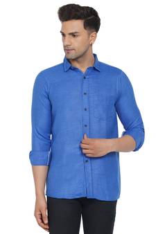 Blue plain cotton men-Shirt