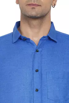 Blue plain cotton men-Shirt