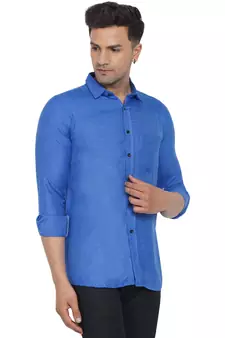 Blue plain cotton men-Shirt