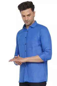Blue plain cotton men-Shirt