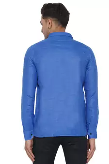Blue plain cotton men-Shirt