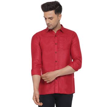 Red plain cotton men-Shirt 1