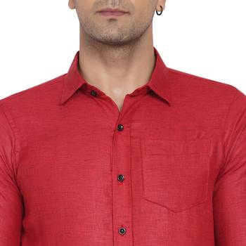 Red plain cotton men-Shirt 2