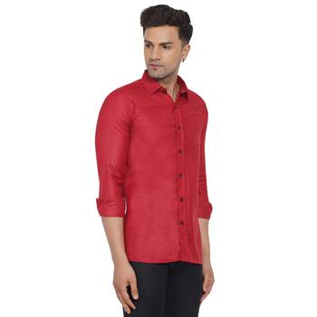 Red plain cotton men-Shirt 3