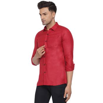 Red plain cotton men-Shirt 4