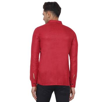 Red plain cotton men-Shirt 5