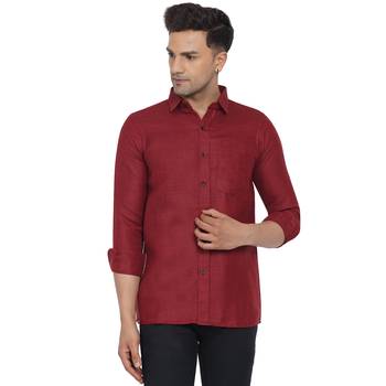 Maroon plain cotton men-Shirt 1