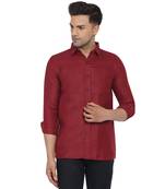 Maroon plain cotton men-Shirt
