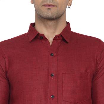 Maroon plain cotton men-Shirt 2