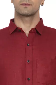 Maroon plain cotton men-Shirt