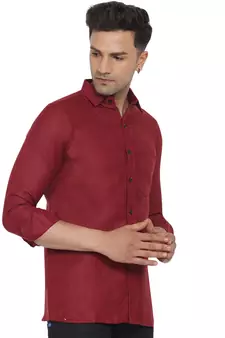 Maroon plain cotton men-Shirt