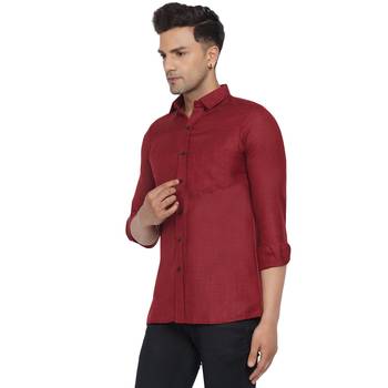 Maroon plain cotton men-Shirt 4