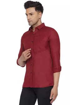 Maroon plain cotton men-Shirt