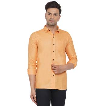 Orange plain cotton men-Shirt 1