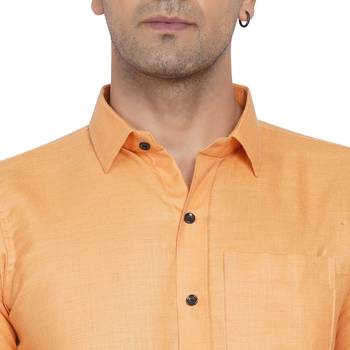Orange plain cotton men-Shirt 2