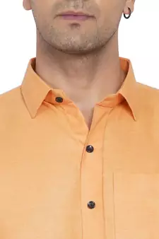 Orange plain cotton men-Shirt