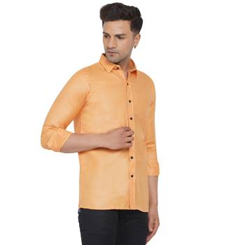 Orange plain cotton men-Shirt 3