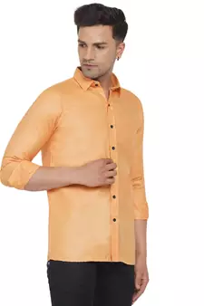 Orange plain cotton men-Shirt