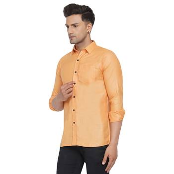 Orange plain cotton men-Shirt 4