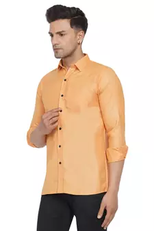 Orange plain cotton men-Shirt