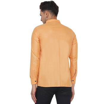 Orange plain cotton men-Shirt 5