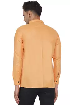 Orange plain cotton men-Shirt