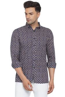 Blue printed cotton men-Shirt