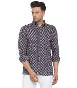Blue printed cotton men-Shirt