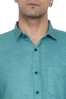 Green plain cotton men-Shirt